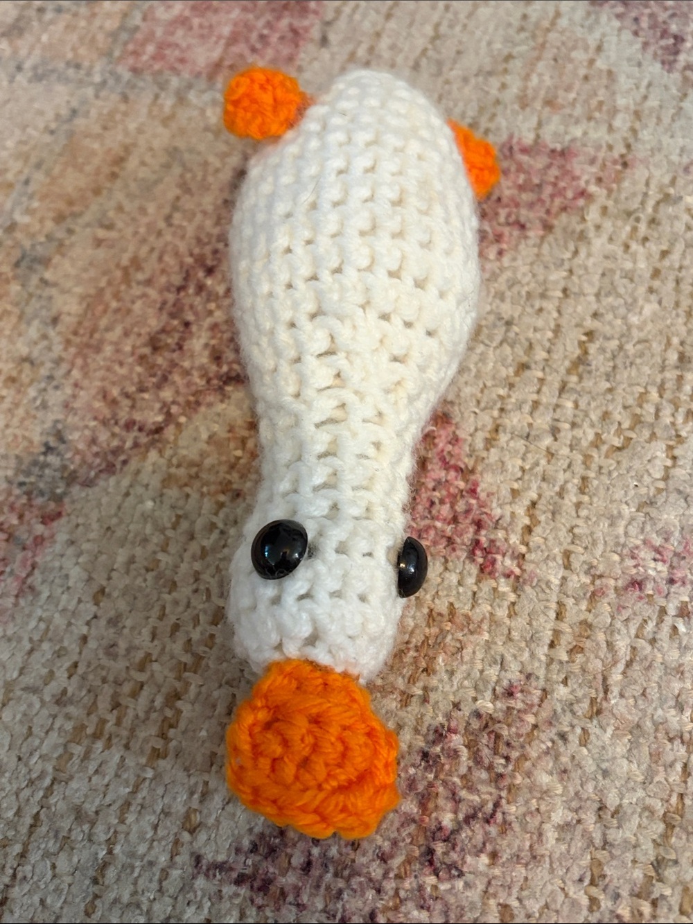 🔴 Handmade silly goose White & Orange Crochet 🪿